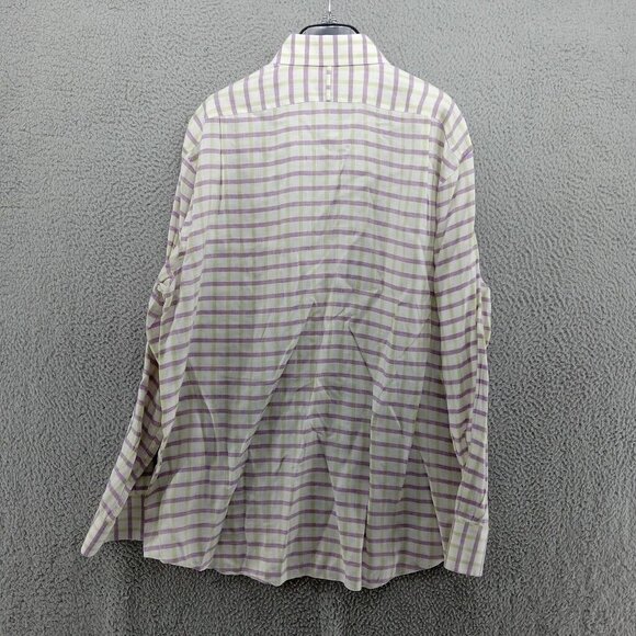 Lincs Shirt Mens Large White‎ Green Purple 100% Linen Button Down David Chu - Picture 6 of 7
